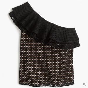 J. Crew One-shoulder ruffle top in eyelet